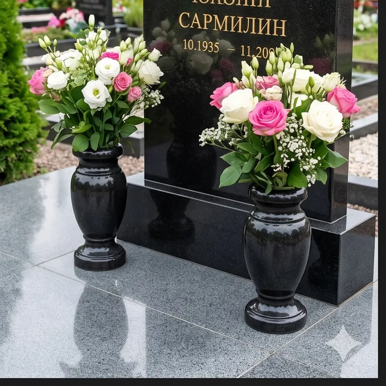 Гранитные вазы для цветов на участке в Якутске