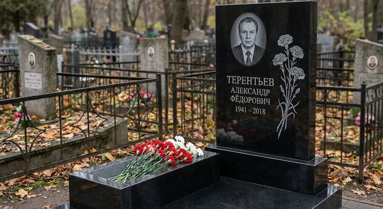 Памятник с гравировкой гвоздик — выполненная работа «Терентьев» в Якутске