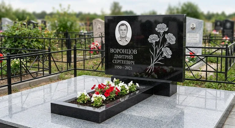 Памятник с гравировкой гвоздик — выполненная работа «Воронцов» в Якутске