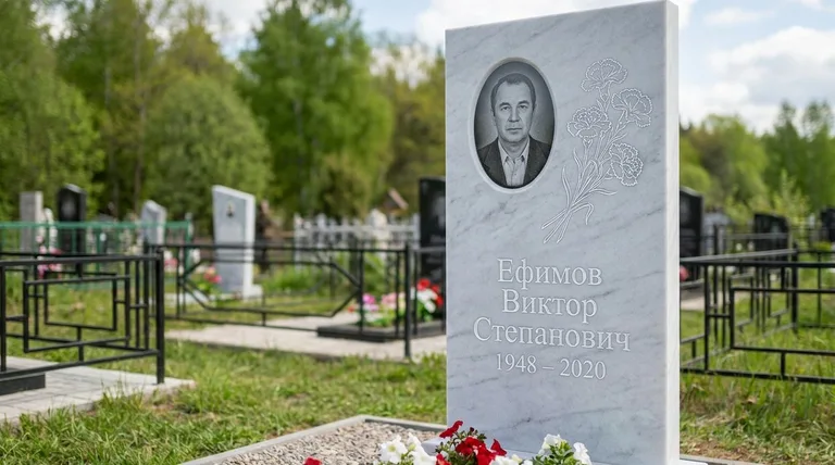 Памятник с гравировкой гвоздик — выполненная работа «Ефимов» в Якутске