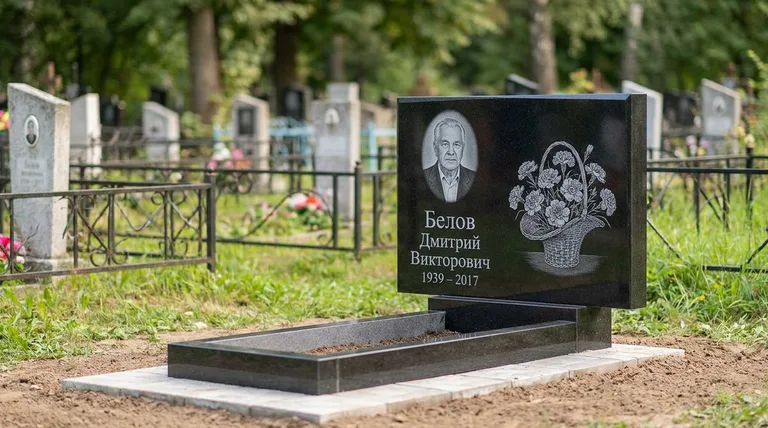 Памятник с гравировкой гвоздик — выполненная работа «Белов» в Якутске