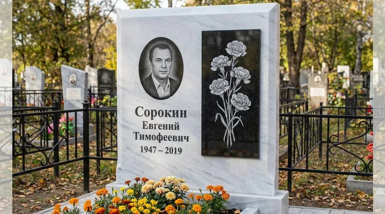 Памятник с гравировкой гвоздик — выполненная работа «Сорокин» в Якутске