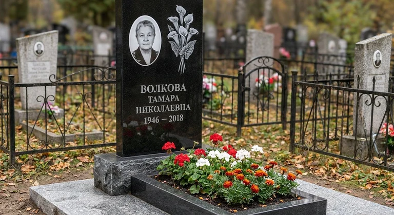 Гравировка калл на памятник в Якутске — пример работы на граните