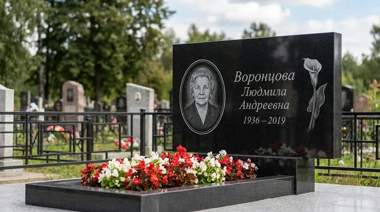 Памятник с гравировкой калл — выполненная работа «Воронцова» в Якутске