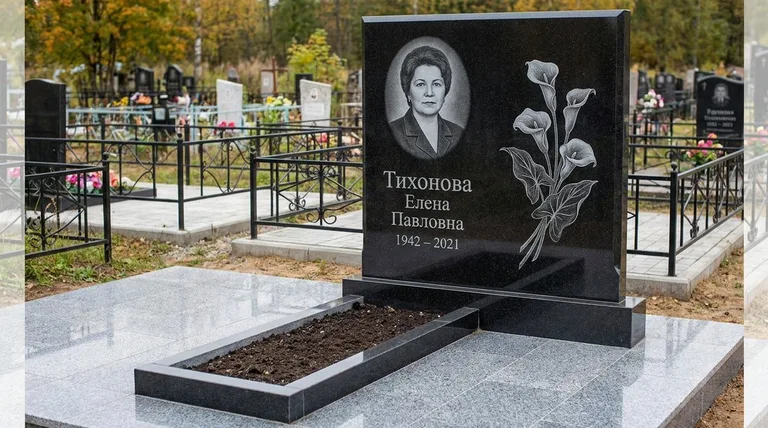 Памятник с гравировкой калл — выполненная работа «Тихонова» в Якутске