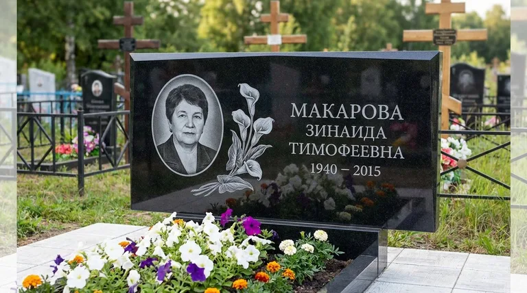 Памятник с гравировкой калл — выполненная работа «Макарова» в Якутске