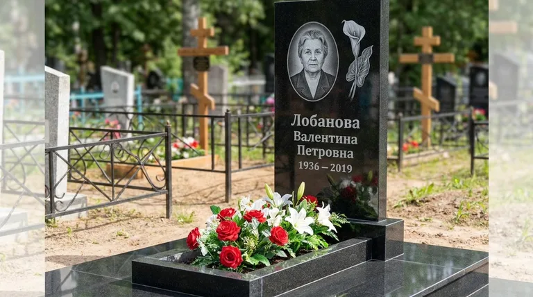 Памятник с гравировкой калл — выполненная работа «Лобанова» в Якутске