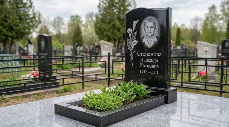 Памятник с гравировкой калл — выполненная работа «Степанова» в Якутске