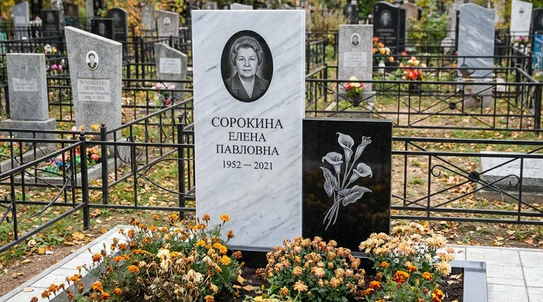 Памятник с гравировкой калл — выполненная работа «Сорокина» в Якутске