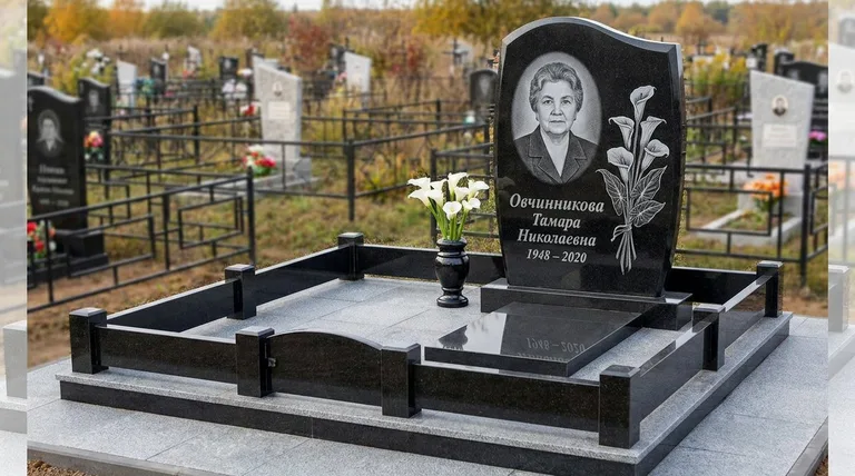 Памятник с гравировкой калл — выполненная работа «Овчинникова» в Якутске