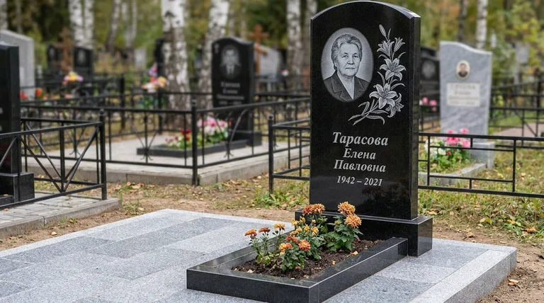 Памятник с гравировкой лилий — выполненная работа «Тарасова» в Якутске