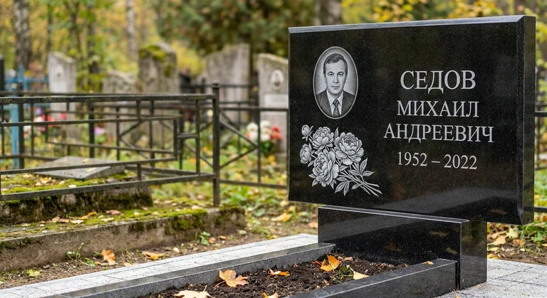 Гравировка пионов на памятник в Якутске — пример работы на граните