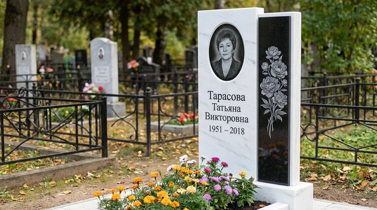 Памятник с гравировкой пионов — выполненная работа «Тарасова» в Якутске