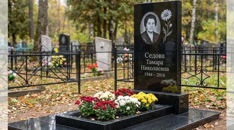 Памятник с гравировкой ромашек — выполненная работа «Седова» в Якутске