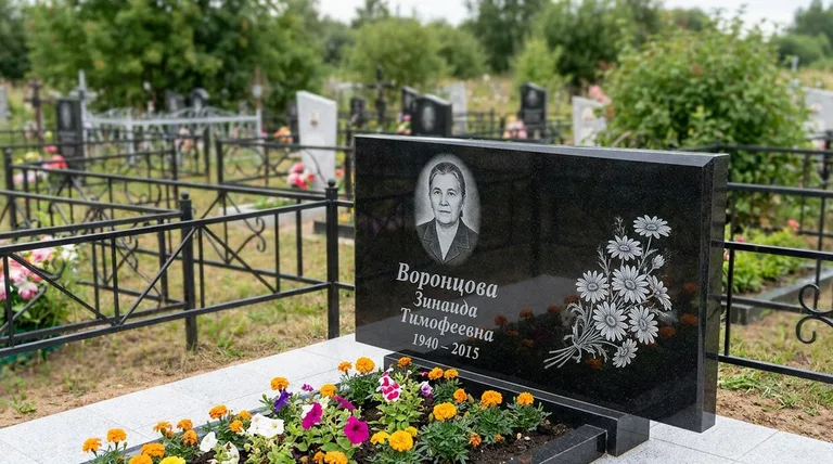 Памятник с гравировкой ромашек — выполненная работа «Воронцова» в Якутске