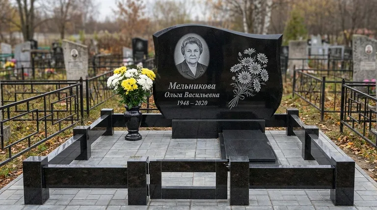 Памятник с гравировкой ромашек — выполненная работа «Мельникова» в Якутске