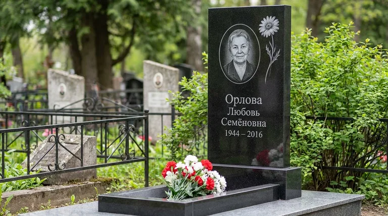 Памятник с гравировкой ромашек — выполненная работа «Орлова» в Якутске