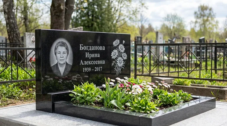 Памятник с гравировкой ромашек — выполненная работа «Богданова» в Якутске