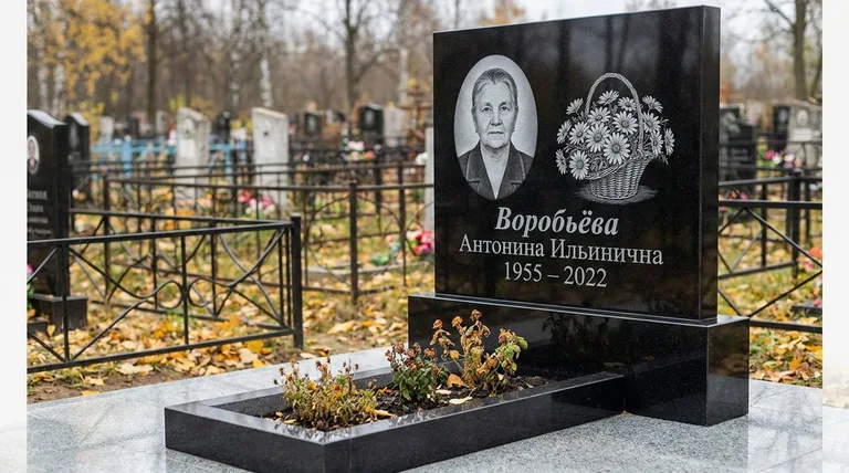 Памятник с гравировкой ромашек — выполненная работа «Воробьёва» в Якутске