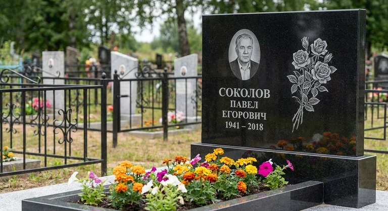 Гравировка роз на памятник в Якутске — пример работы на граните