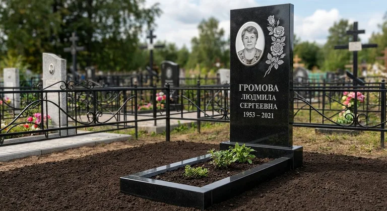 Памятник с гравировкой роз — выполненная работа «Громова» в Якутске