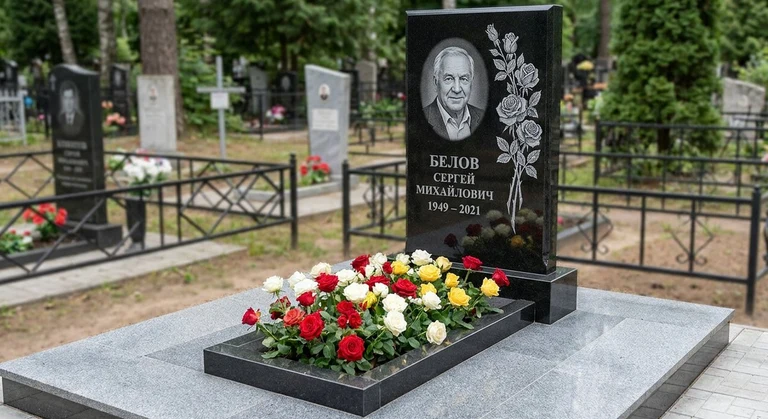 Гравировка цветов на памятник в Якутске — розы на граните