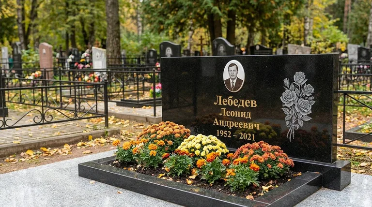 Памятник с гравировкой роз — выполненная работа «Лебедев» в Якутске