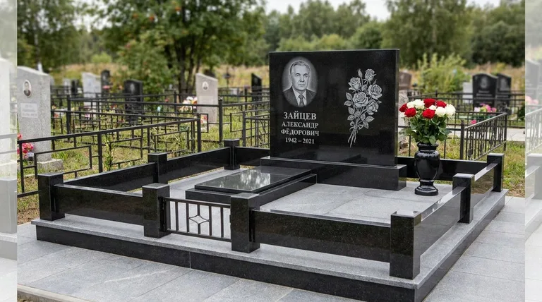 Памятник с гравировкой роз — выполненная работа «Зайцев» в Якутске