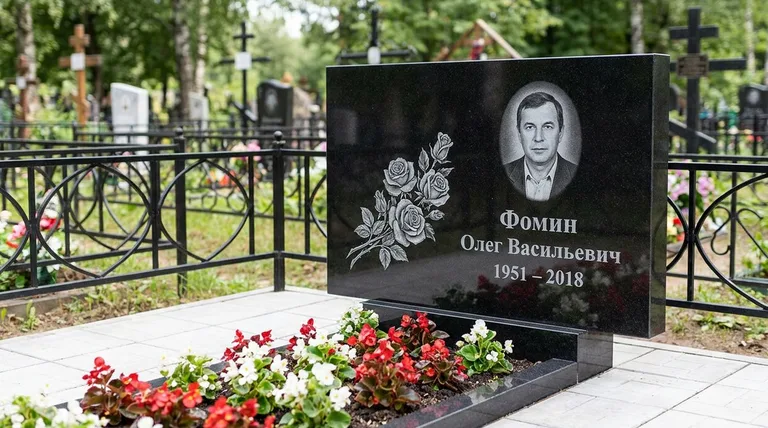 Памятник с гравировкой роз — выполненная работа «Фомин» в Якутске