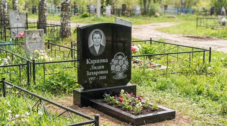 Памятник с гравировкой роз — выполненная работа «Карпова» в Якутске