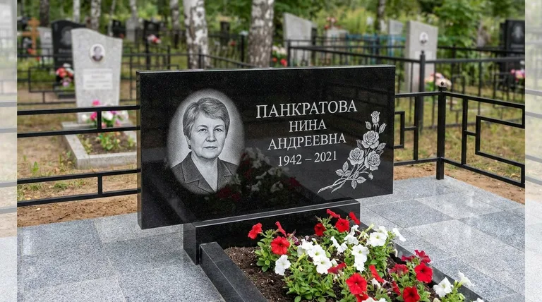 Памятник с гравировкой роз — выполненная работа «Панкратова» в Якутске
