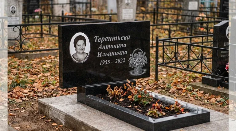 Памятник с гравировкой роз — выполненная работа «Терентьева» в Якутске