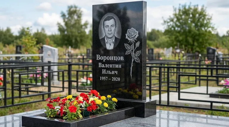 Памятник с гравировкой роз — выполненная работа «Воронцов» в Якутске