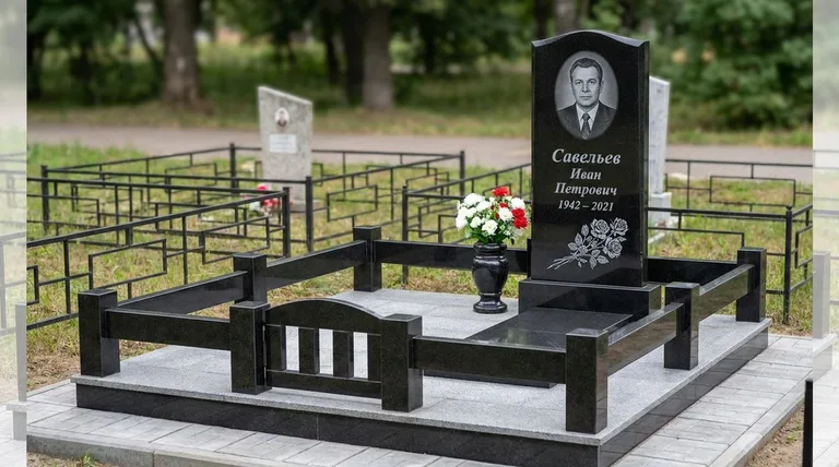 Памятник с гравировкой роз — выполненная работа «Савельев» в Якутске