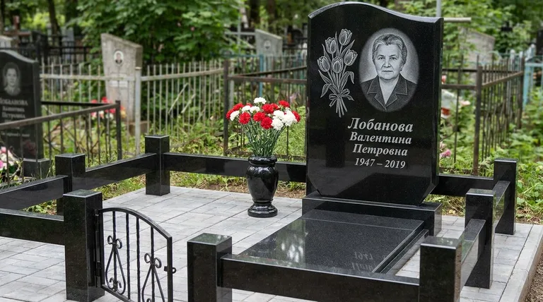 Памятник с гравировкой тюльпанов — выполненная работа «Лобанова» в Якутске