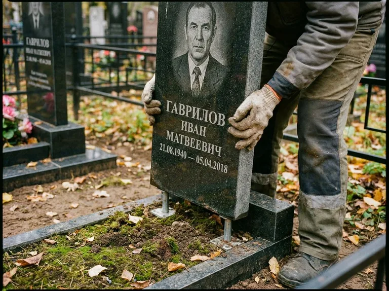 Демонтаж гранитного памятника (стелы) с могилы в Якутске