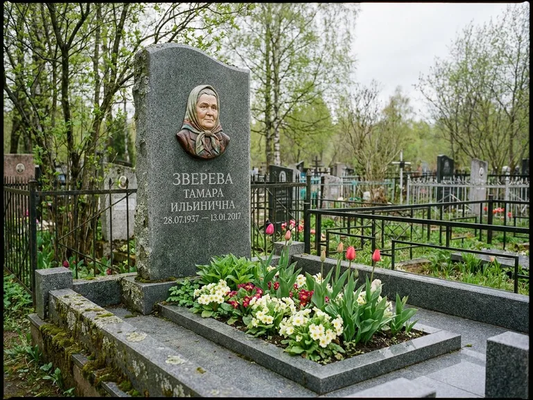 Керамический портрет на летнем кладбище в Якутске