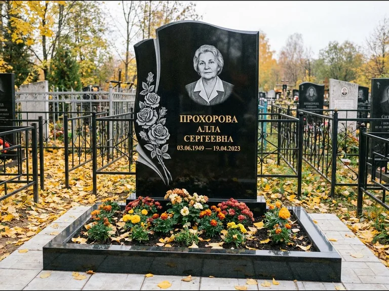 Гравировка портрета на чёрном граните — выполненная работа 20 в Якутске