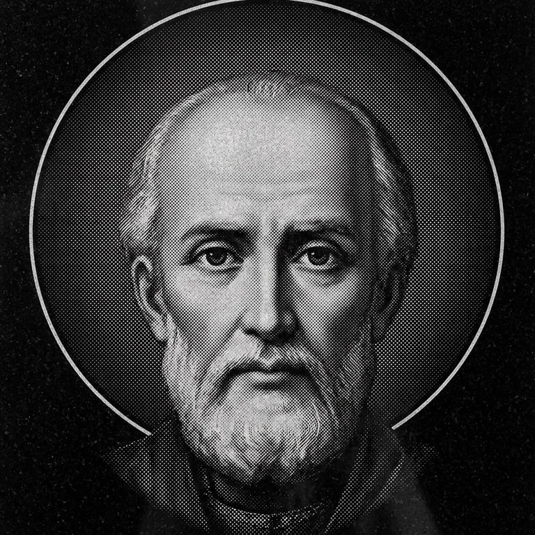 Эскиз иконы: Николай Чудотворец (полутон) — объёмный лик святителя, гравировка на памятник в Якутске