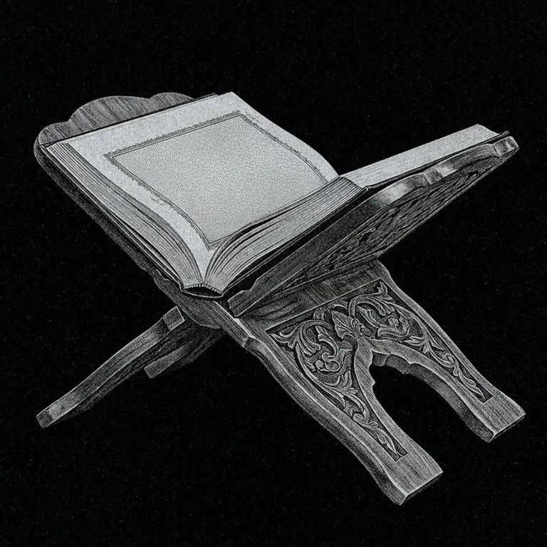 Эскиз: Коран на подставке (фотореализм) — раскрытая книга-лаух с орнаментом в Якутске