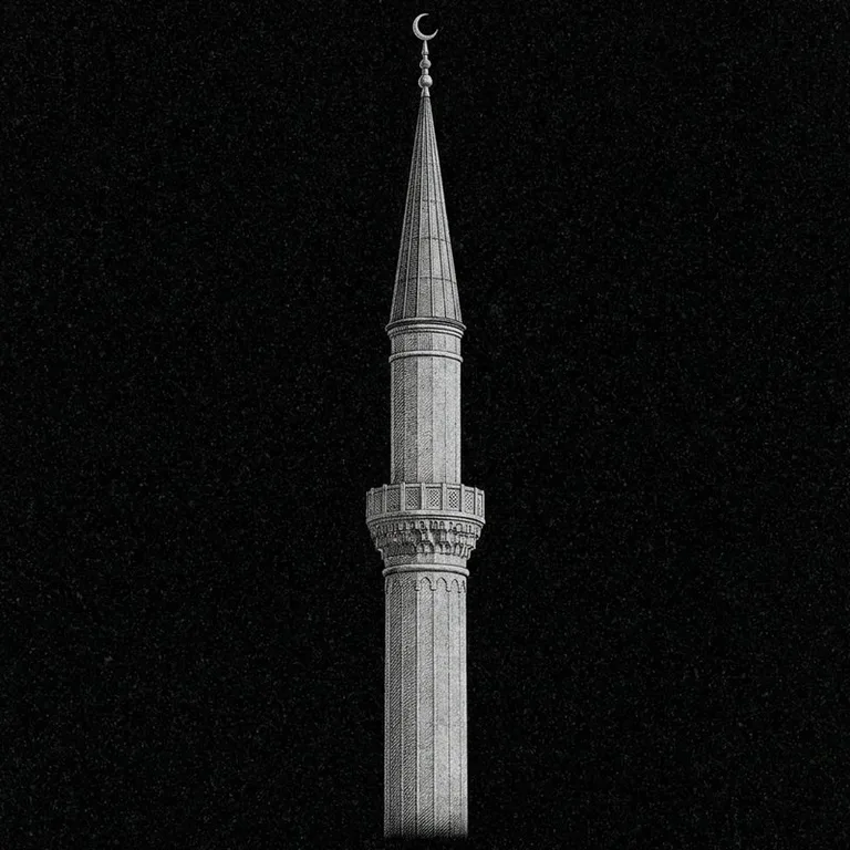 Эскиз: Минарет (фотореализм) — одиночный минарет с полумесяцем в Якутске