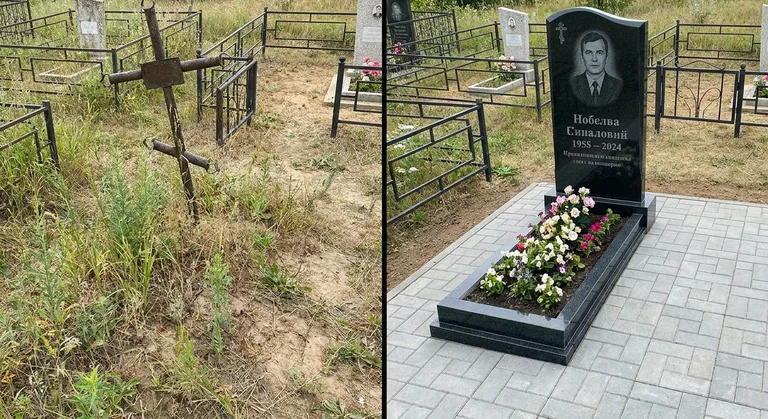 Памятник под ключ: запущенная могила до и ухоженный мемориал после в Якутске