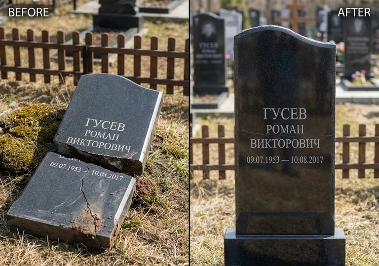 Склейка расколотого памятника: до и после в Якутске