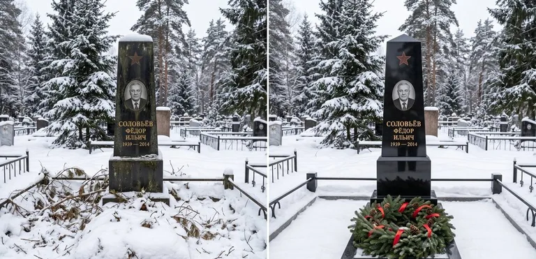 Уборка старого памятника до и после в Якутске