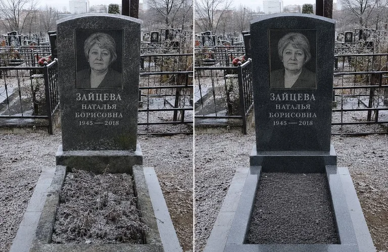 Диптих №10: белый мрамор — убраны жёлтые подтёки, восстановлена белизна стелы в Якутске