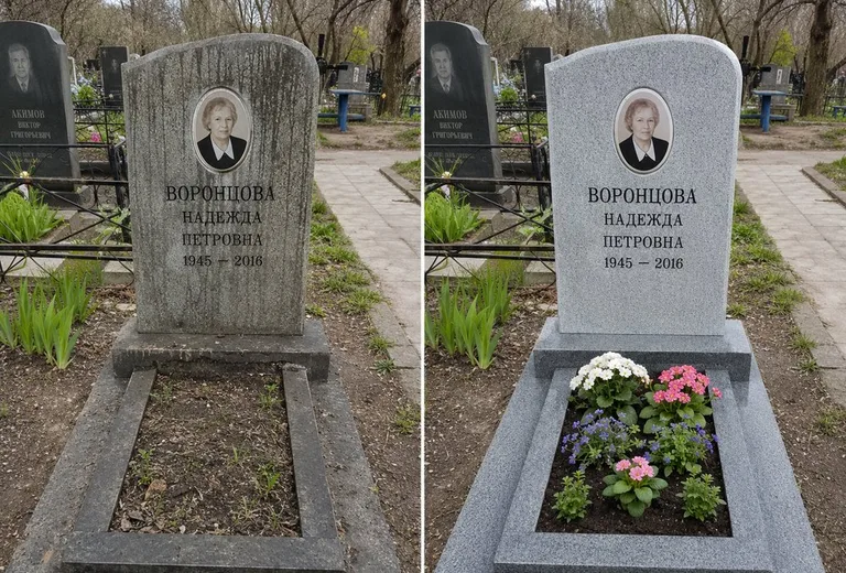 Уборка могилы до и после весной — городское кладбище в Якутске