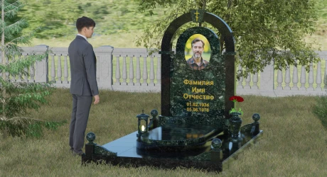 Арочный памятник из гранита с плавной дугой верха
