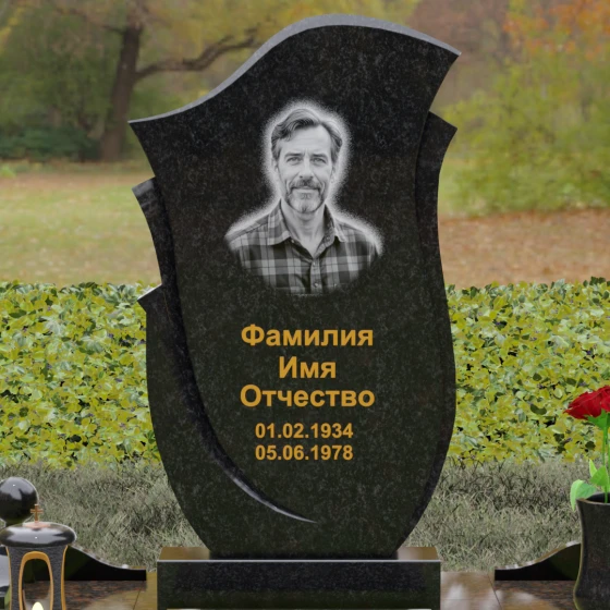Эксклюзивное надгробие с объемной резьбой, гранит Габбро-диабаз, в Якутске