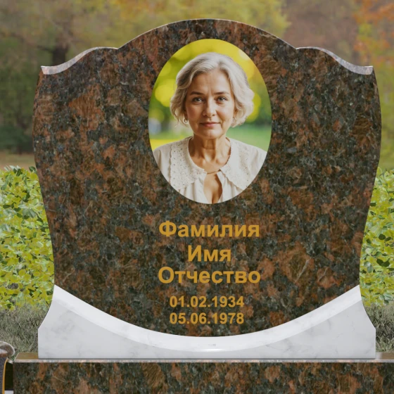 Мемориал с навершием в форме волны из гранита, гранит Дымовский, в Якутске