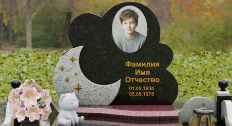 Детский памятник из светлого камня с ангелом